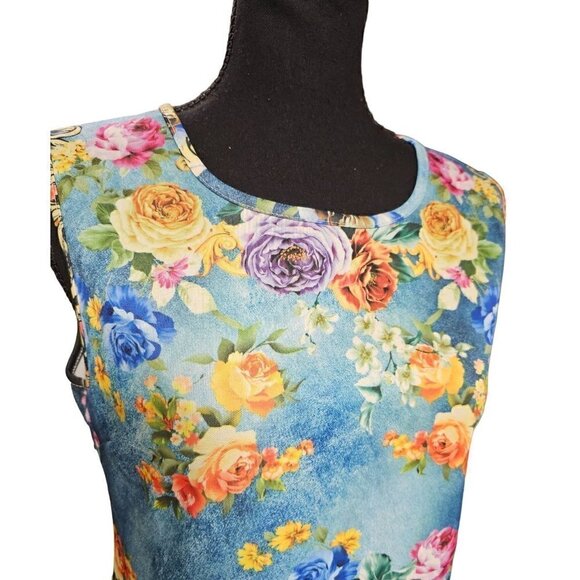 Ingear Resort Shift Style, Summer, Victorian Floral Mini Dress, Size Large - Picture 3 of 7